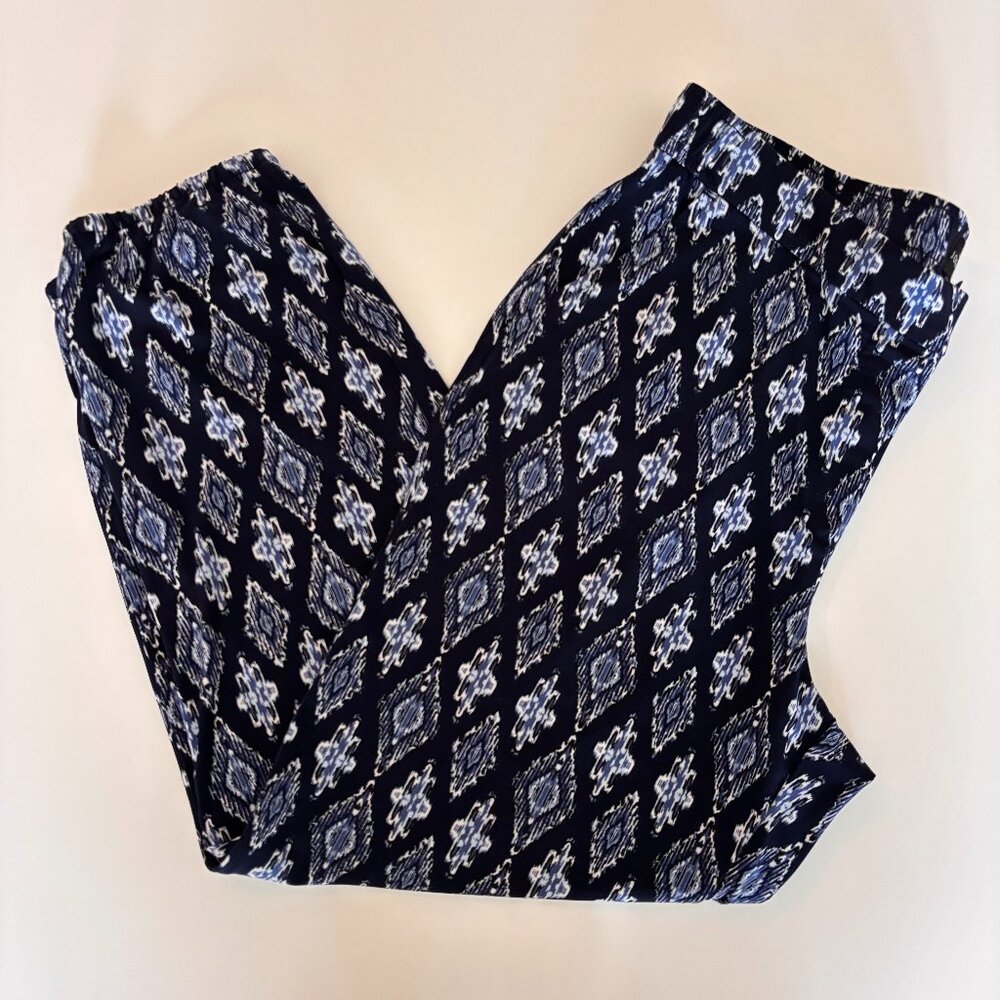 WHBM the Jogger blue printed cropped pants size S